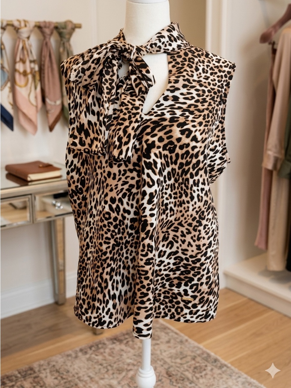 Nine West Leopard Print Blouse in Tan and Black